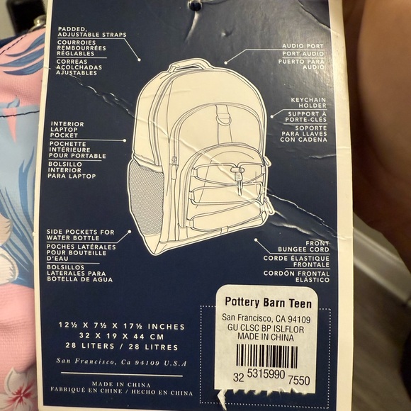 Pottery Barn Teen Pink and Blue Floral Backpack Set NWT - Picture 3 of 10